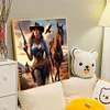 Cool Cowboy Fille Et Cheval-Rond Drill Diamant Peinture-40 * 40CM