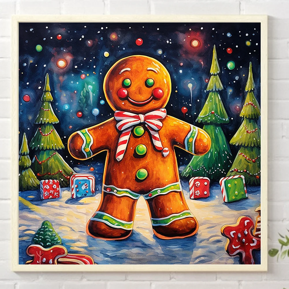 Partial AB Diamond Painting - Full Round Drill - Gingerbread Man(Canvas|45*45cm)