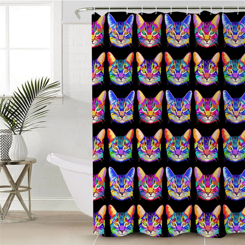 

Cat - Print Shower Curtain, 180*200cm, 501 Original