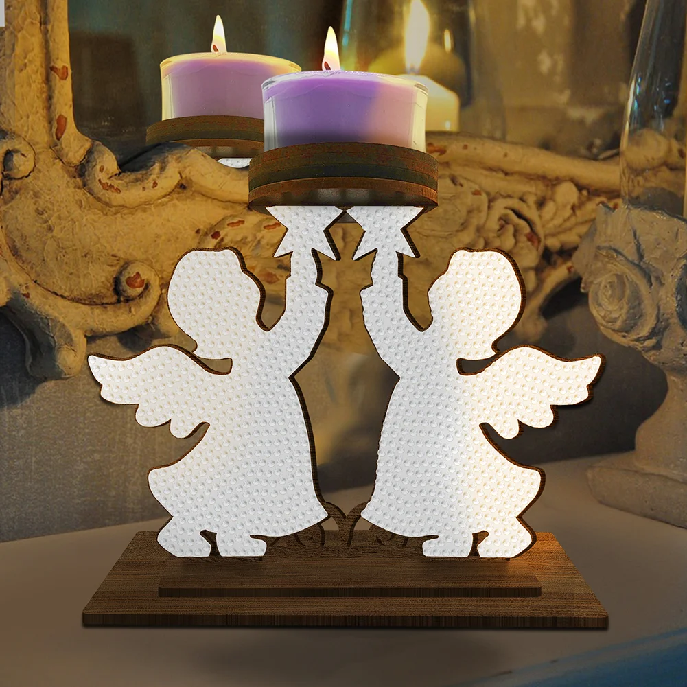 5D DIY Angel Desktop Diamond Painting Art Candle Holder Home Decor 