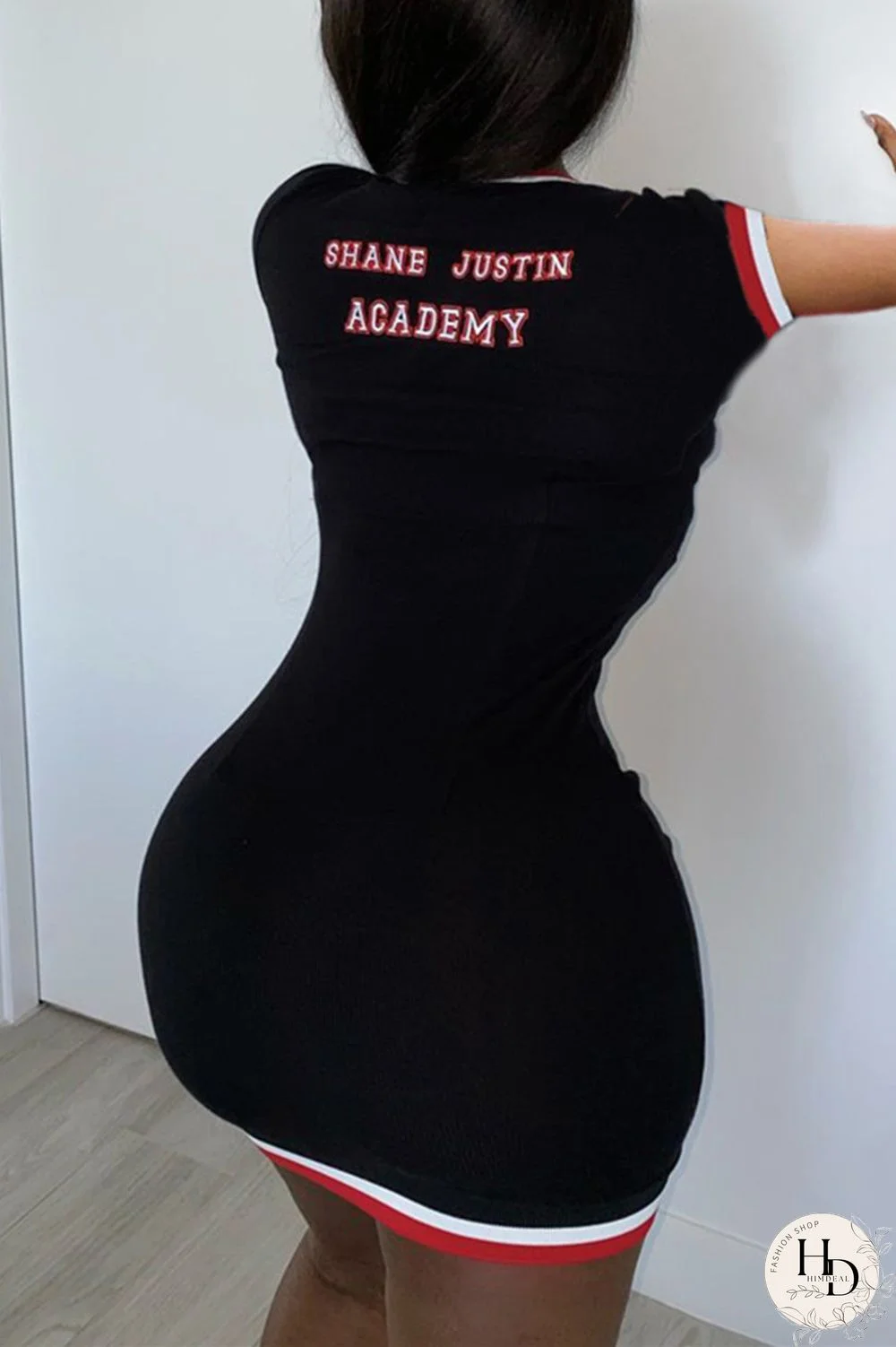 Pink Fashion Casual Print Split Joint V Neck Short Sleeve Dress