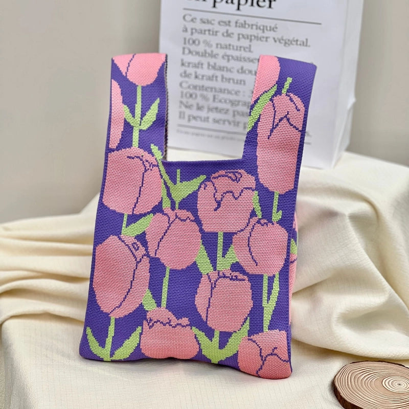 Gift Packaging Handbag Casual Knitted Handbag Woven Bag Multi-pattern Style Knitted Bag For Women