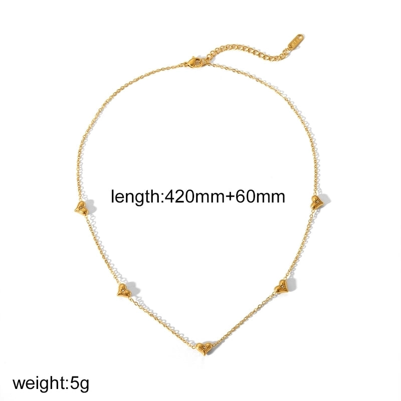 IG Style Heart Shape 304 Stainless Steel Zircon 18K Gold Plated Plating Inlay Bracelets Necklace