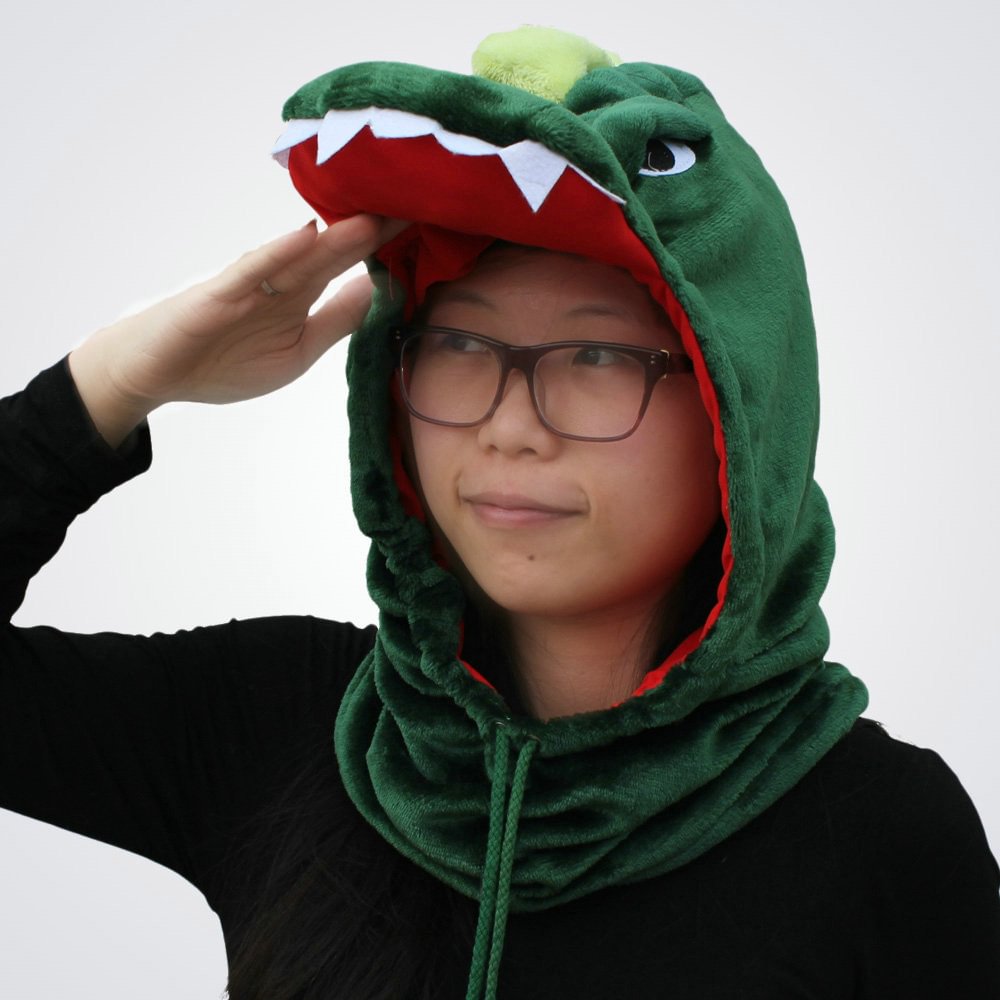 Green Dinosaur Kigurumi Neck warmer Hooded animal hat-Pajamasbuy