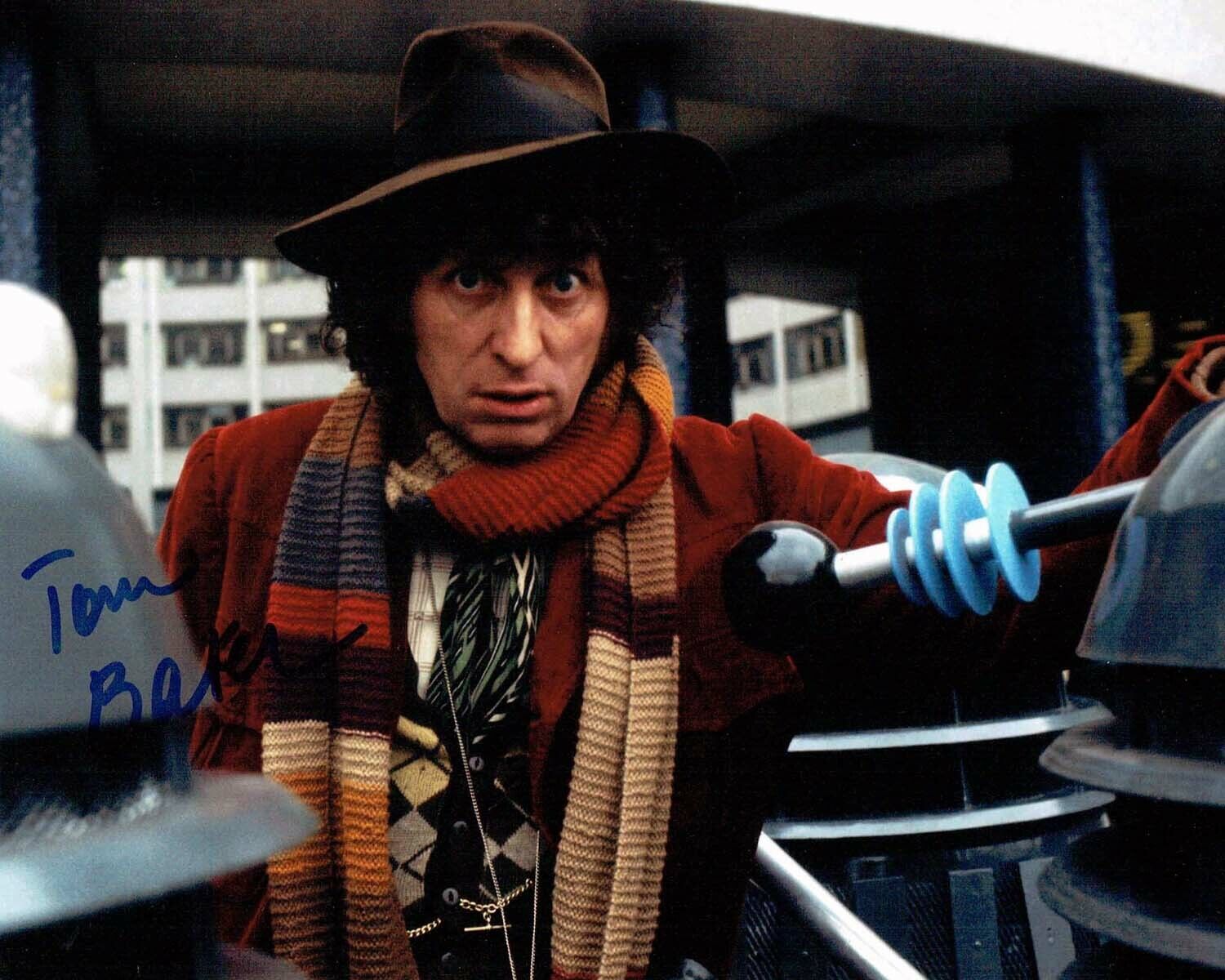 Tom BAKER The Doctor HAND SIGNED Dr Who The Tardis 10x8 Photo Poster painting AFTAL COA