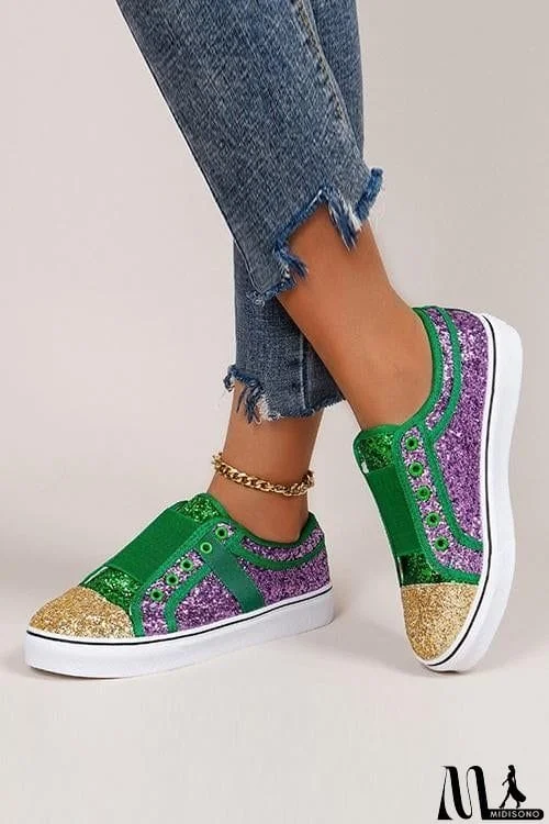 MidiSono - Green & Gold Glitter Sneaker