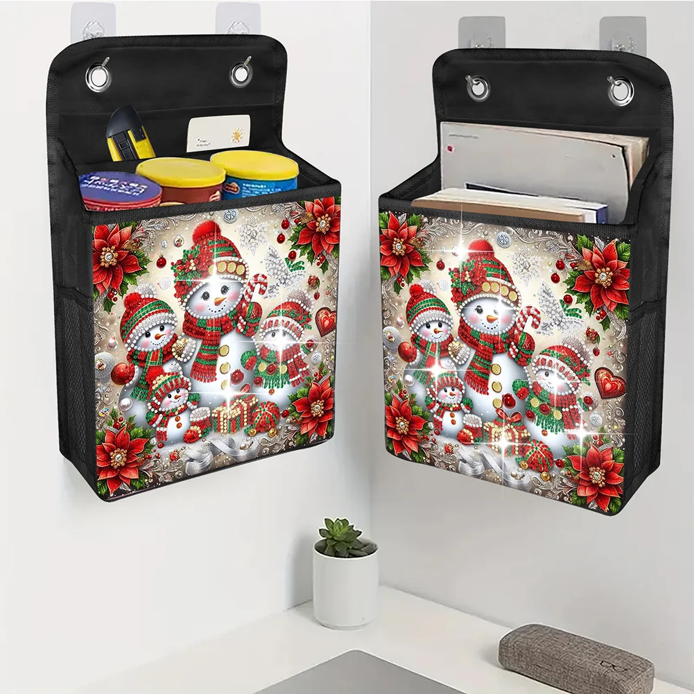 5D DIY Snowman Family Diamond Painting Hanging Storage Bag Diamond Art Organizer Box Home Decor 