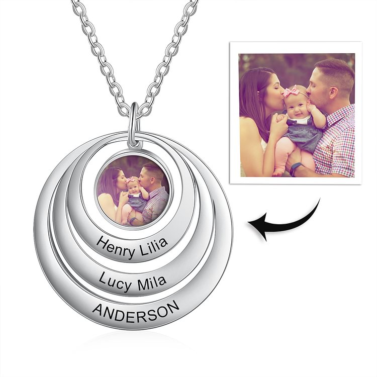 Family Picture Necklace with 3 Names