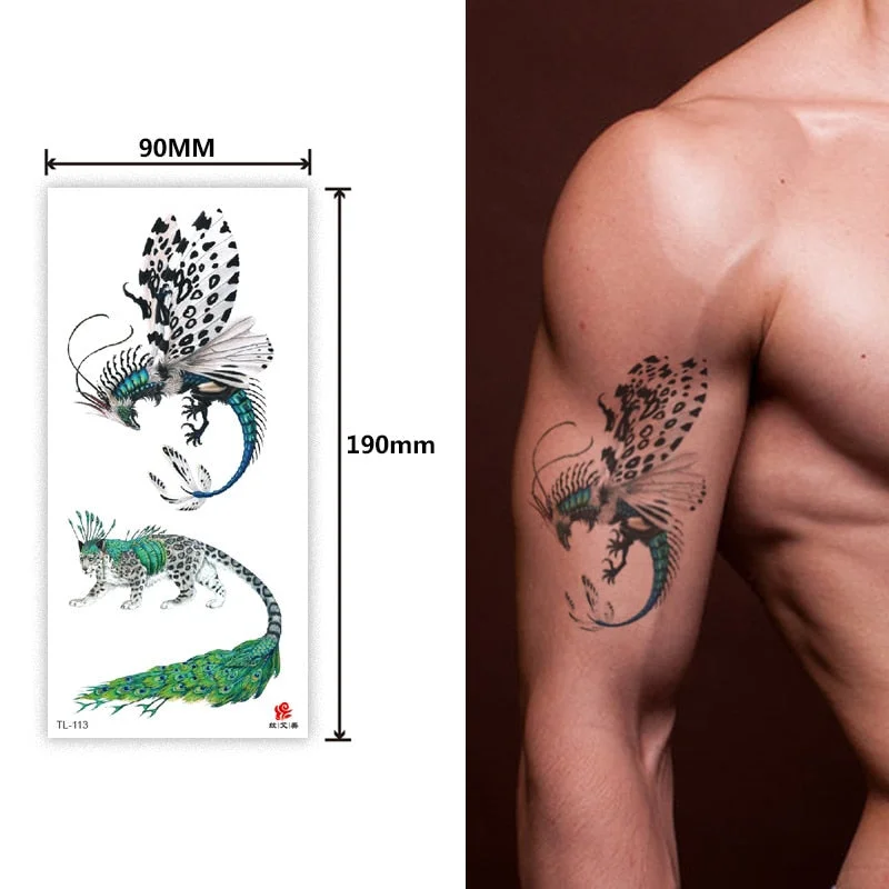 Flower arm waterproof tattoo stickers half arm painted animal durable waterproof European and American temporary tattoo stickers