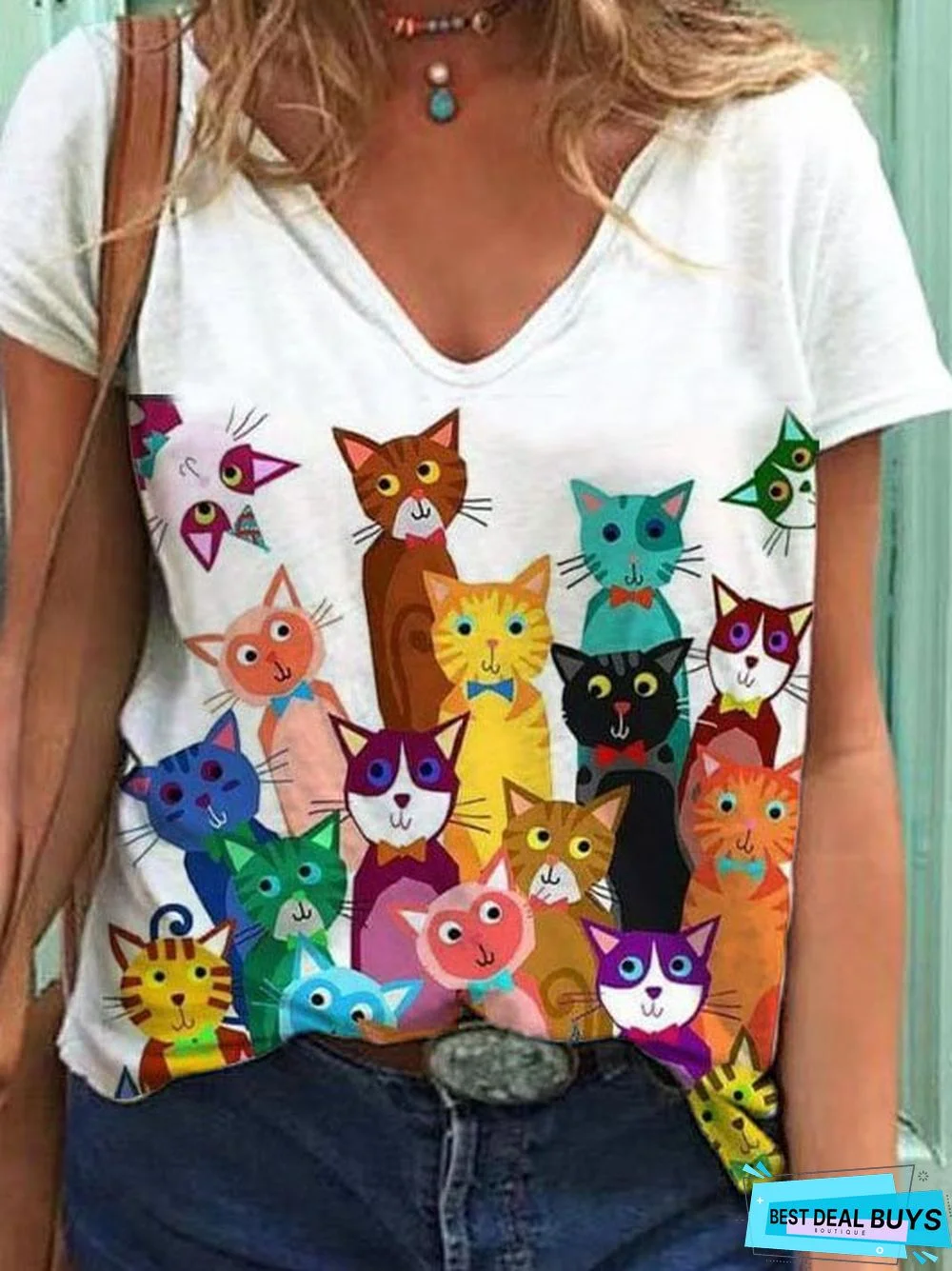 Casual Floral-Print Animal Short Sleeve T-shirt