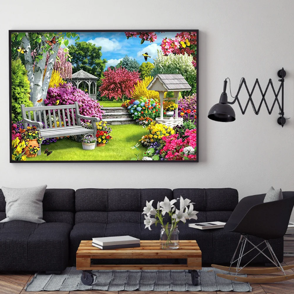 14CT Full Stamped Cross Stitch - Garden View(Canvas|40*50CM)