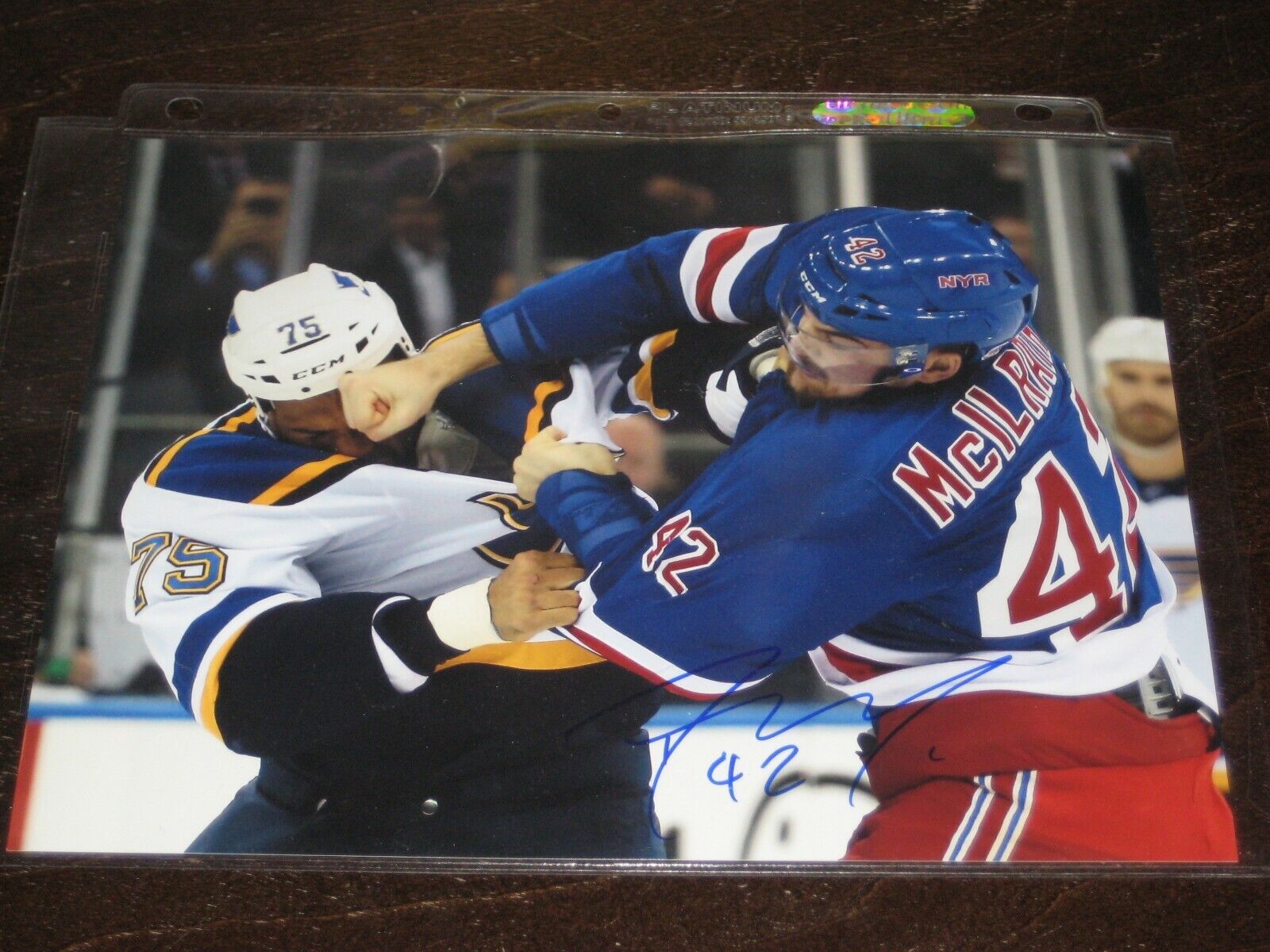 DYLAN MCILRATH autographed NY NEW YORK RANGERS 8X10 fight