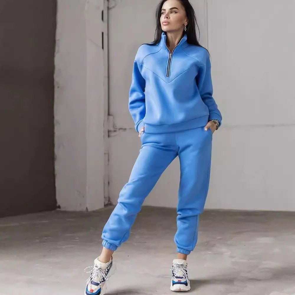 Nigikala Nigikala And Autumn 2023 Fashion Casual Hoodie Two Sets Of Long-Sleeved Solid Color Grip Velvet Feet Leisure Suit