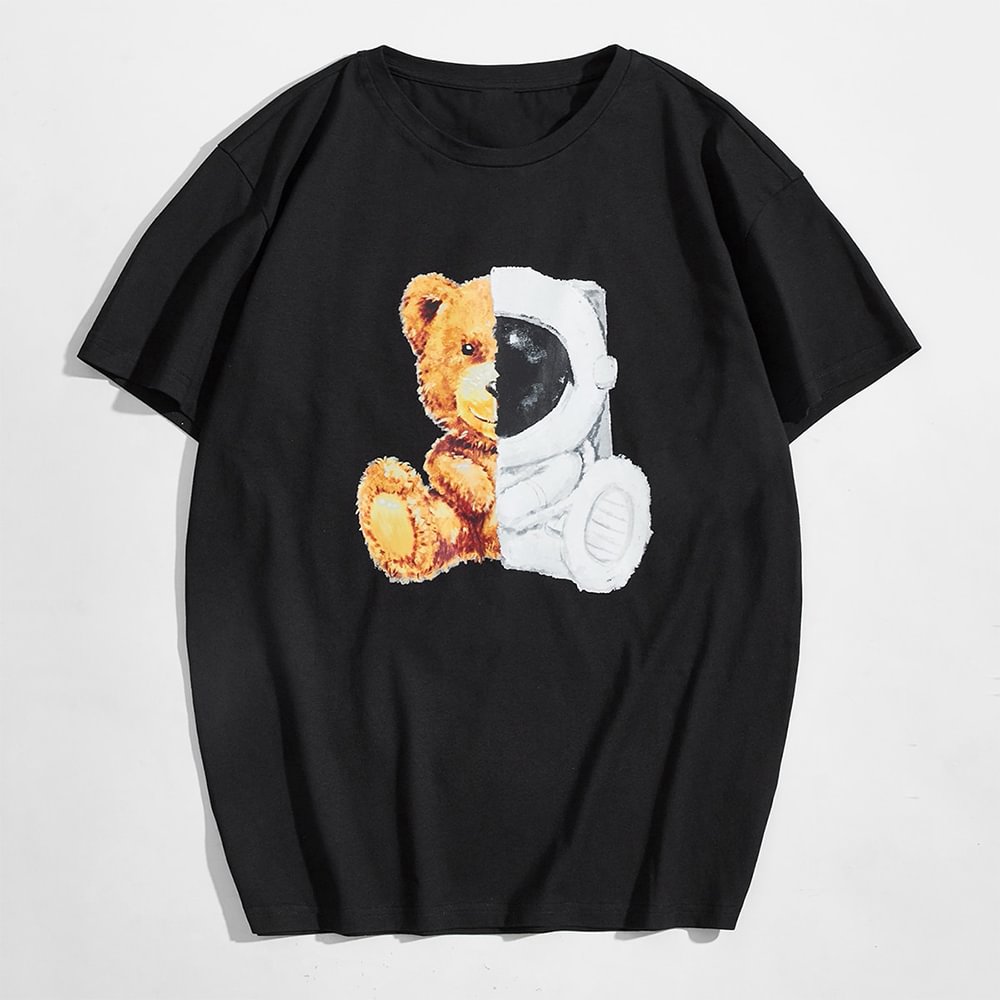 Casual Fashion Bear Print T-Shirt