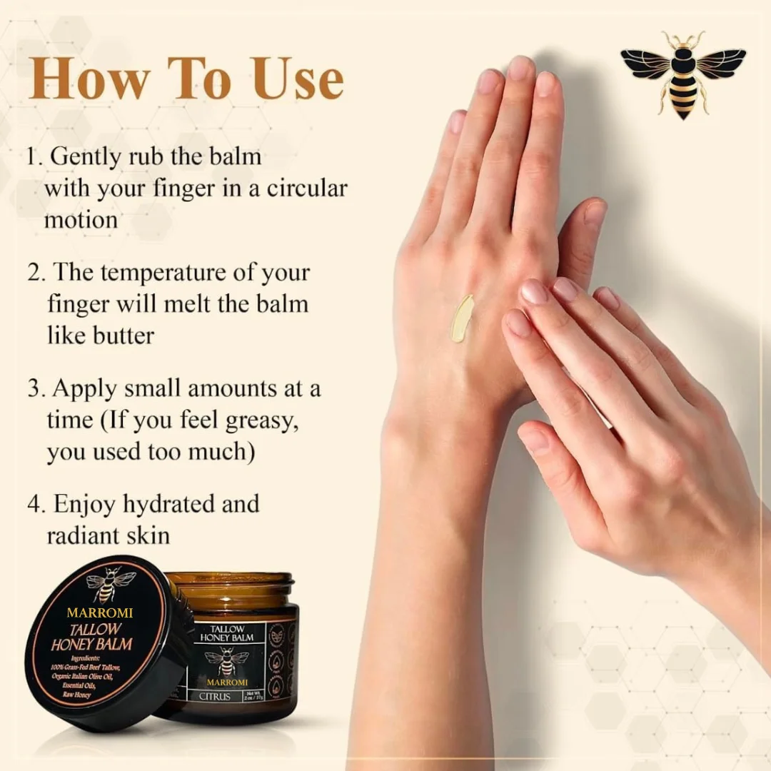 Organic Grass-Fed Beef Tallow Balm With Raw Honey