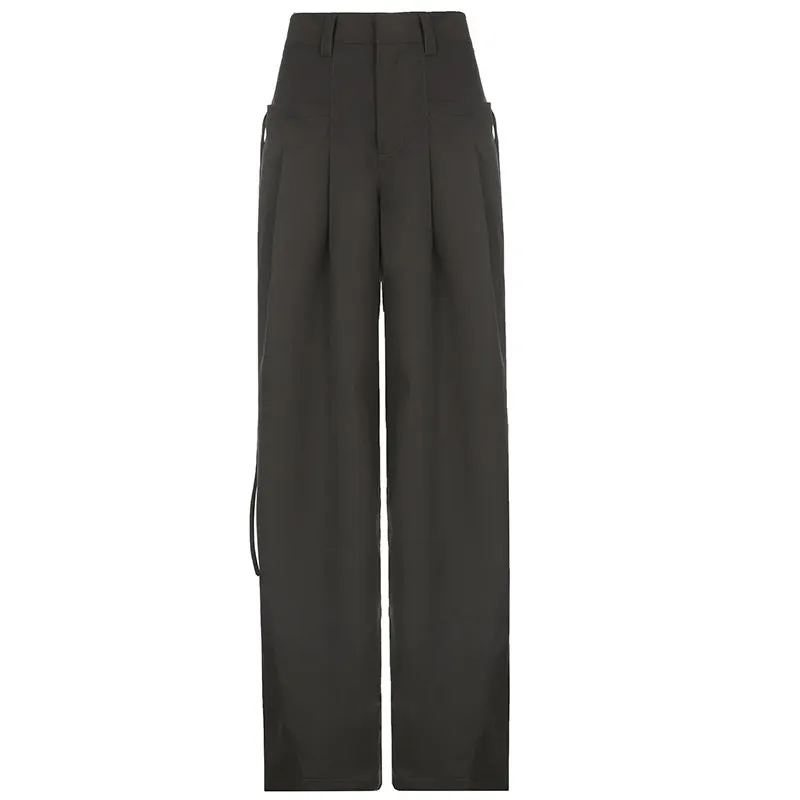 Brownm Y2K Crossover Pleated Pants