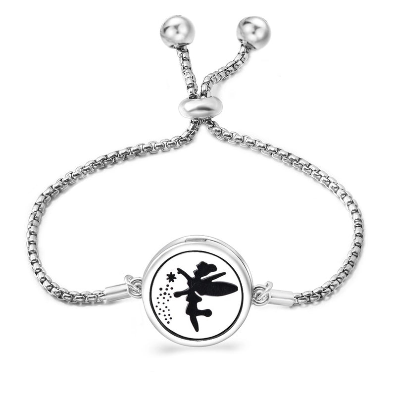 Fashion Angel Wings Aromatherapy Pendant Bracelet Essential Oil Diffuser Stainless Steel Bracelet Adjustable Women Simple