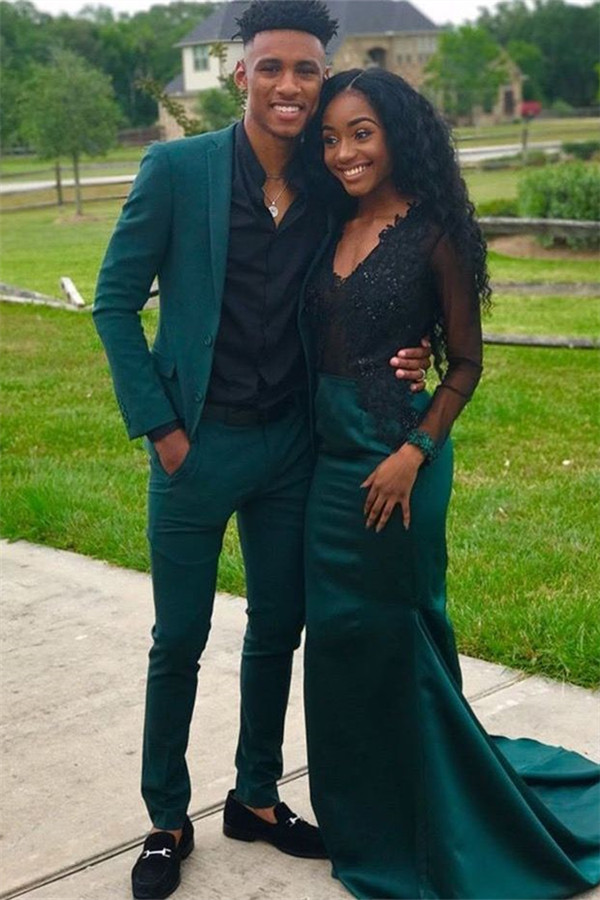 Luluslly Chic Dark Green Dinner Prom Suit For Man With Notch Lapel