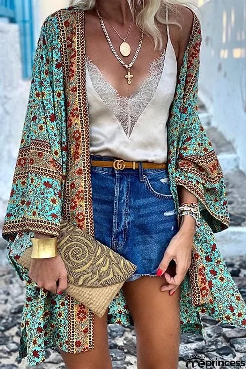 Boho Print Loose Cardigan