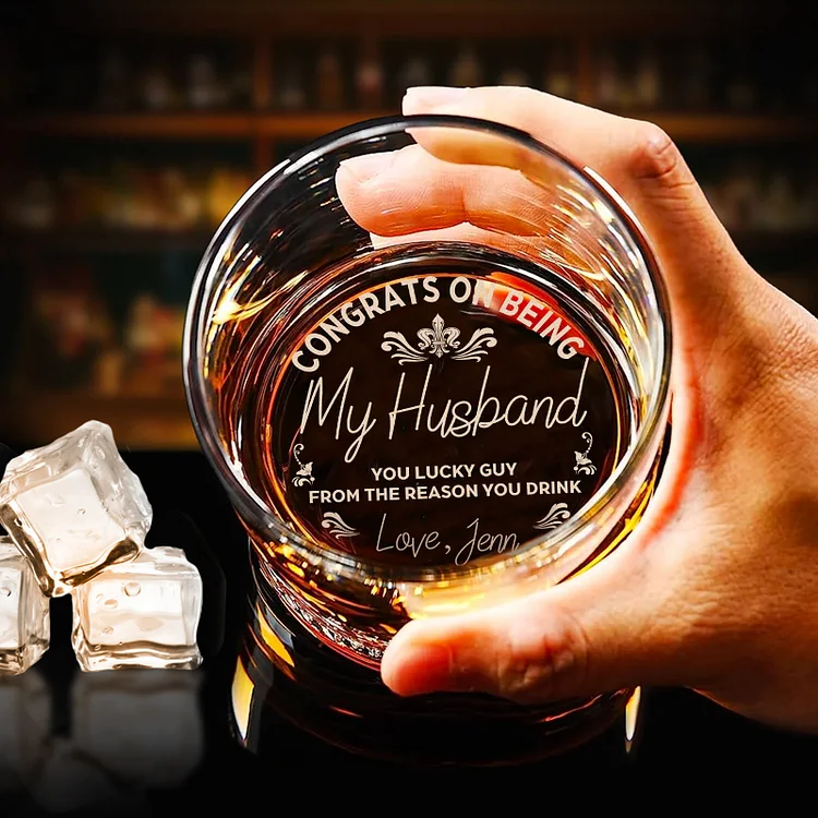 Congrats On Being My Husband Whiskey Glass - Personalized Engraved Prescription Whiskey Glass Gift - Thanks for All the Orgasams Whiskey Glass - Cocktail Glass Luxury Gift for Men Groomsman Dad
