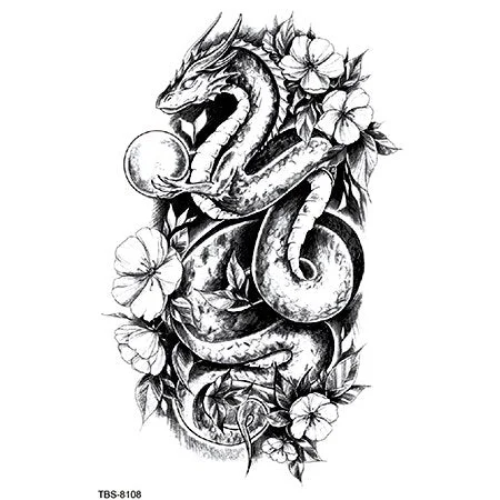 Six Styles Dragon Temporary Tattoo Stickers Tatoo Men henna Tatoo body art tattoo Waterproof temporary tattoos Kit Tattoo Art