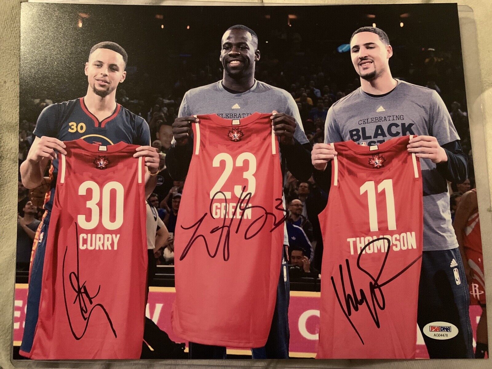 Steph Curry Klay Thompson Draymond Green Signed 11x14 All Star Pic Photo Poster painting Psa