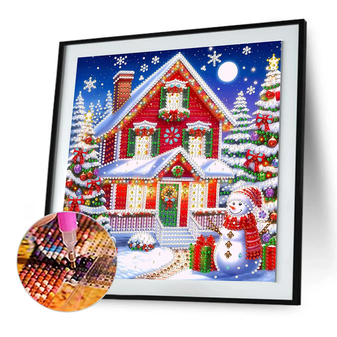 Christmas House - Diamond Painting - Partial Special Shaped Drill(Canvas|30*30cm)