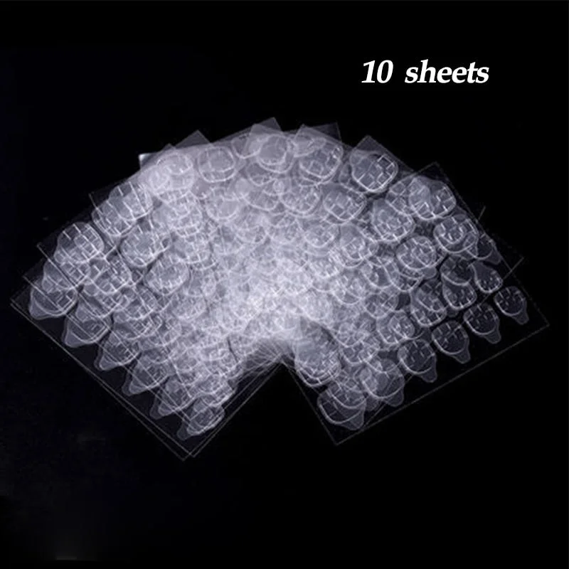 1/5/10 Sheet Fake Nails Toe Sticker Transparent Double Sided Adhesive Tapes Glue for Press On False Nail Tips  free shipping-Nail Inspo