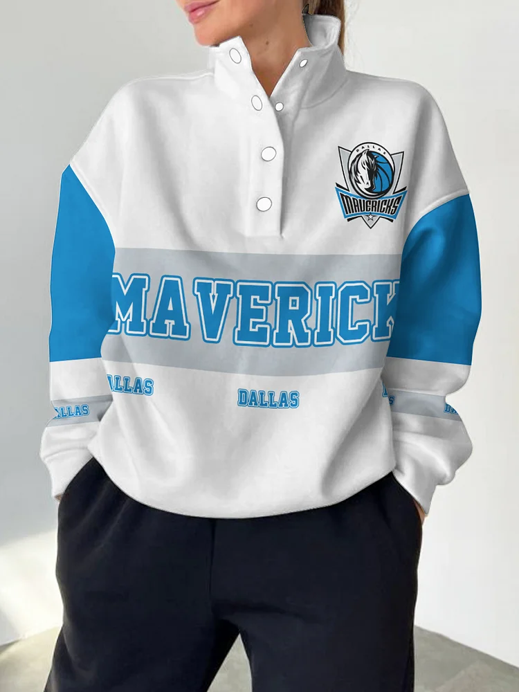 Dallas Mavericks  2025 New Design Casual Snap Mockneck Pullover