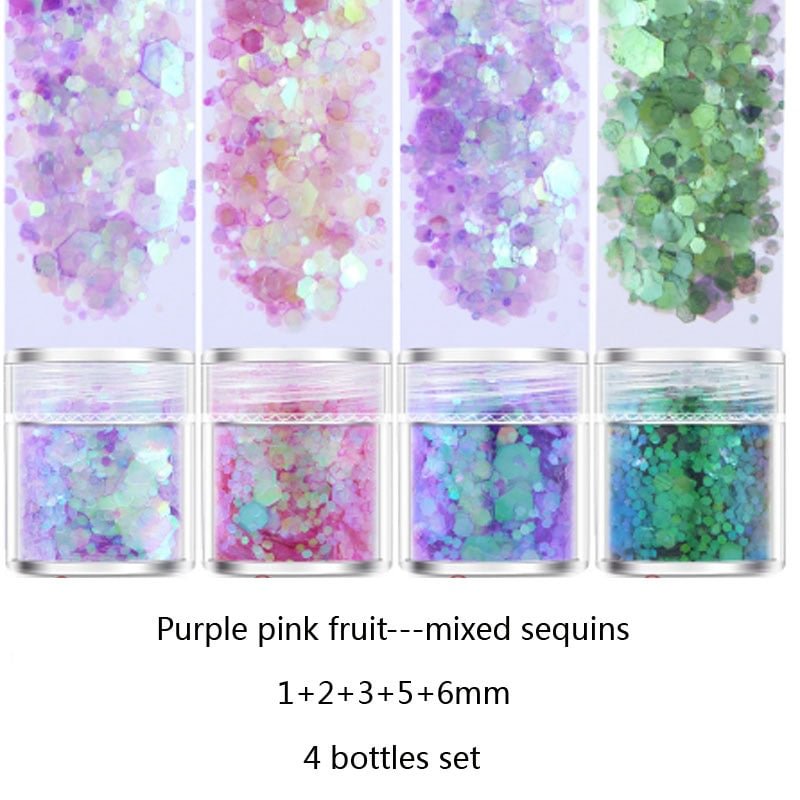 4-5 Bottles Set Nail Polish Sequins Holographic Thick Sequins Nail Art Decorations 3D Nail Art Sequins