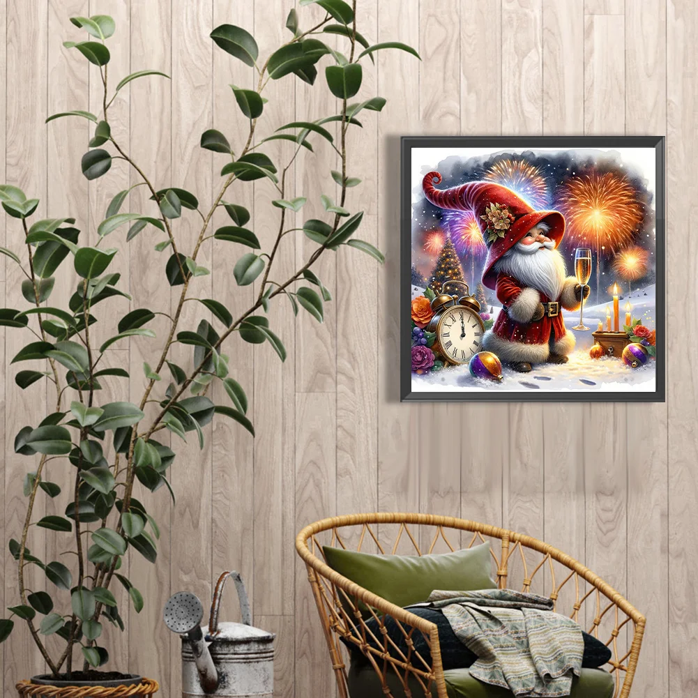 Diamond Painting - Full Round Drill - Gnome Clocks New Year(Canvas|40*40cm)
