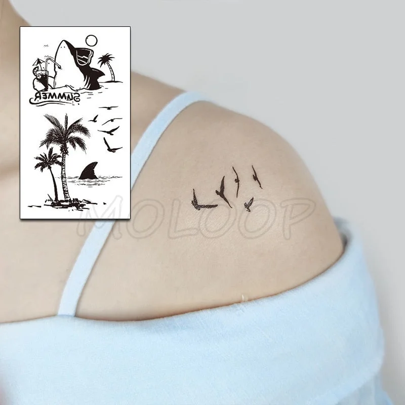 Tattoo Sticker Body Art Black White Drawing Little Element Planet Sun Moon Star Water Transfer Temporary Fake Tatto Flash Tatoo