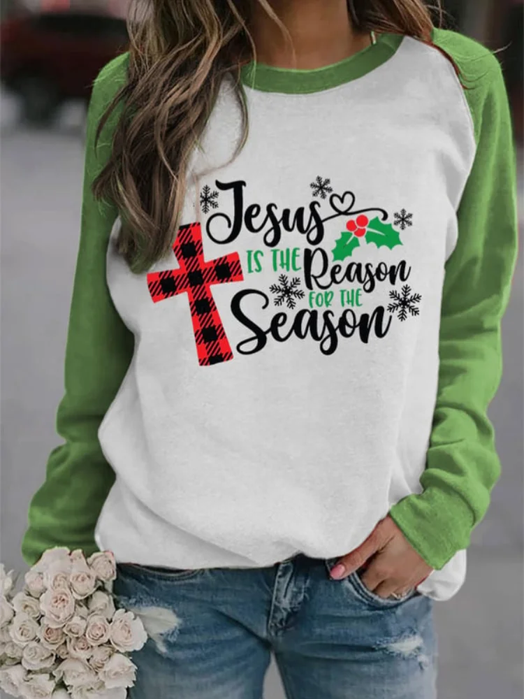 Faith Check Cross And Letter Print Sweatshirt