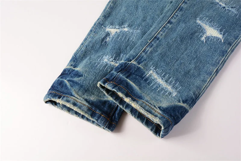 Purple Fashion Jeans 9073