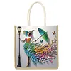 Jupe color&eacute;e pour dame, sac tote DIY &agrave; peinture en diamant pour femmes adultes, kit de peinture en diamants, sac &agrave; main pour le shopping occasionnel, voyage, cadeau &agrave; usage quotidien