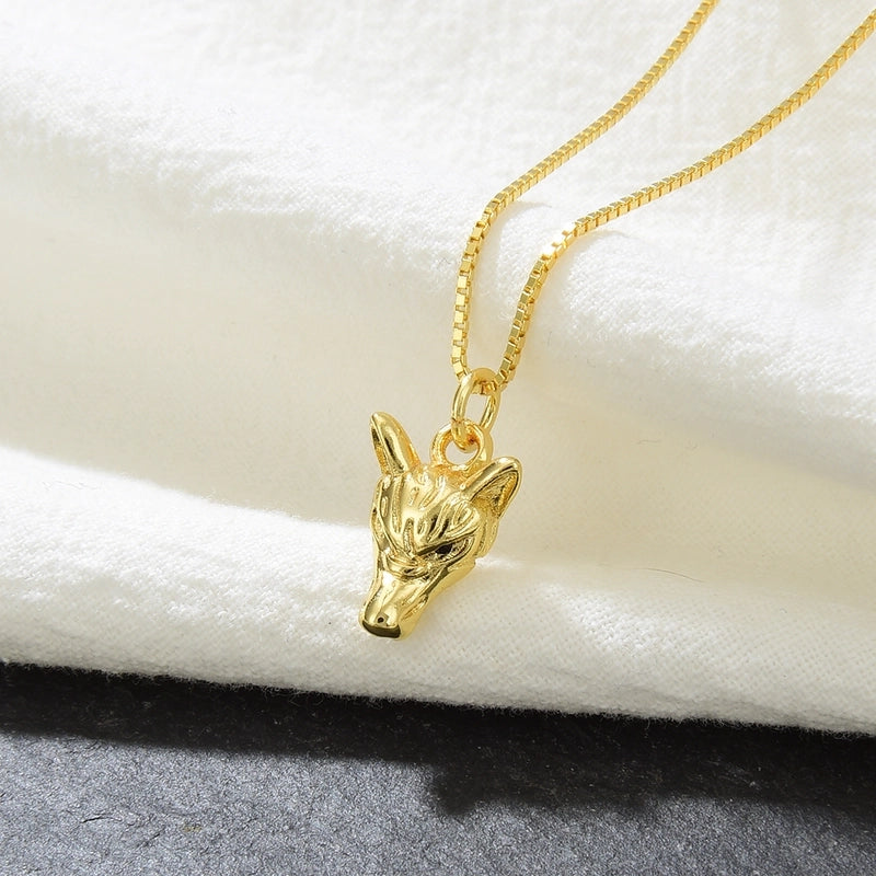 1 Piece Copper Zircon 18K Gold Plated Wolf Jewelry Accessories Pendant