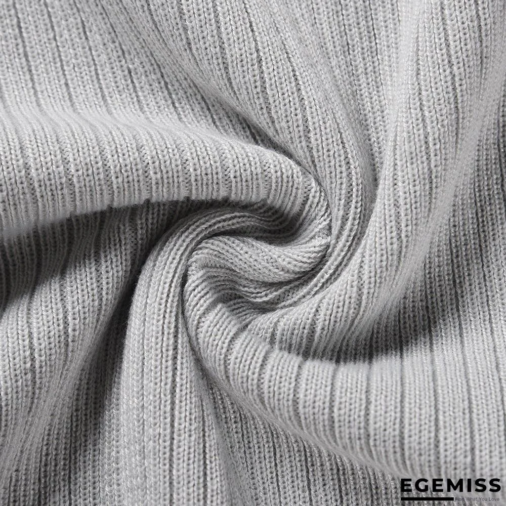 Bubble Long Sleeve Knitted Skirt Medium Long Wool Dress Black Dresses | EGEMISS