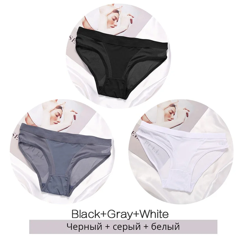 FINETOO Women Low Waist Panties Transparent Mesh Underpants M-2XL Ladies Briefs Female Underwear Fashion Girl Panty Lingerie New