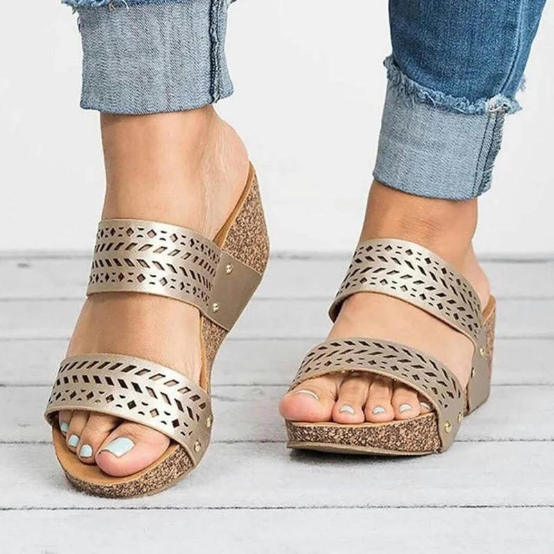 Women's Wedge Heel Hollow European and American slippers