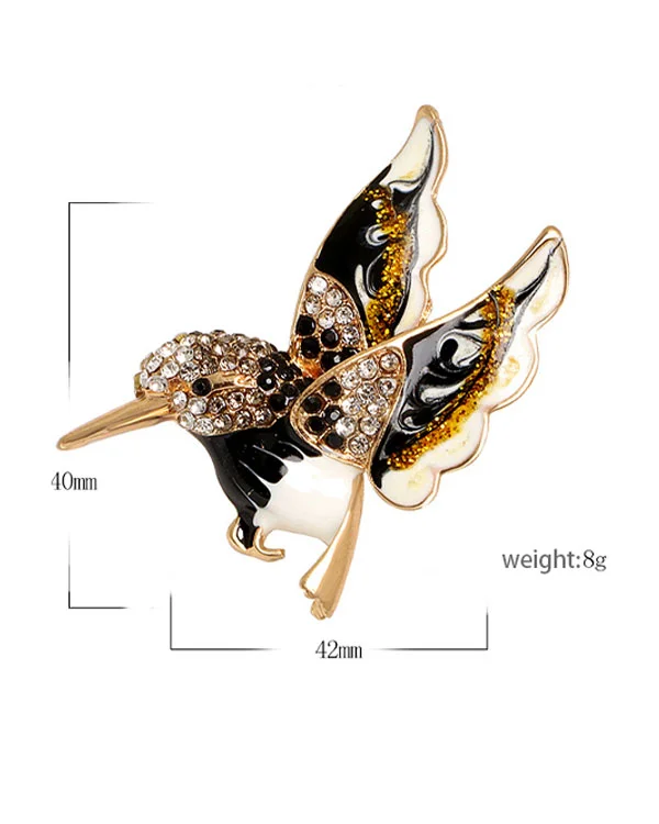 Rhinestone Color Hummingbird Brooch