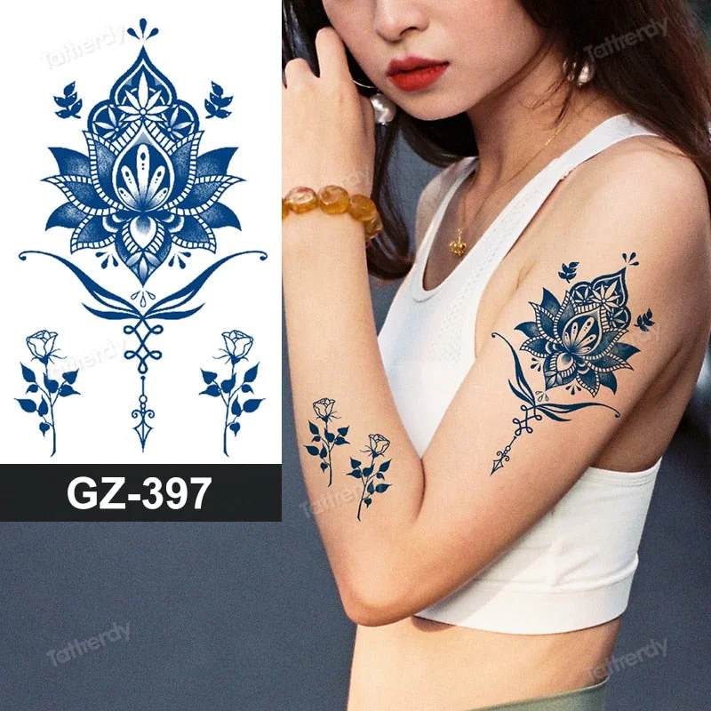 Juice Ink Lasting Waterproof Temporary Tattoo Sticker Dragon Snake Totem Tattoos Sun Wing Body Art Arm Fake Tatoo Women Men