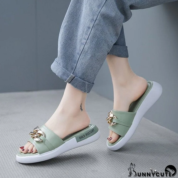 Women's Summer Leather Thick Sole Fashion Beach Sandals