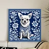 Blue And White Porcelain-Chihuahua-11CT Stamped Cross Stitch 40*40cm/15.75*15.75in