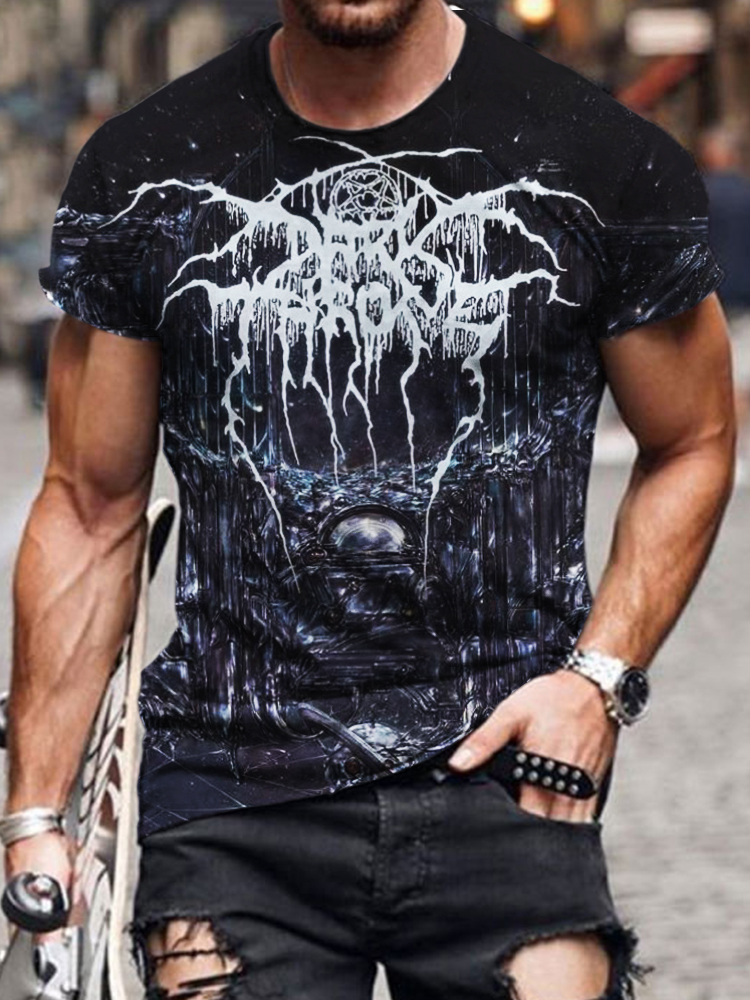 Dark Cosmic Black Metal Print Men's T-Shirt / Rvogue / Rvogue