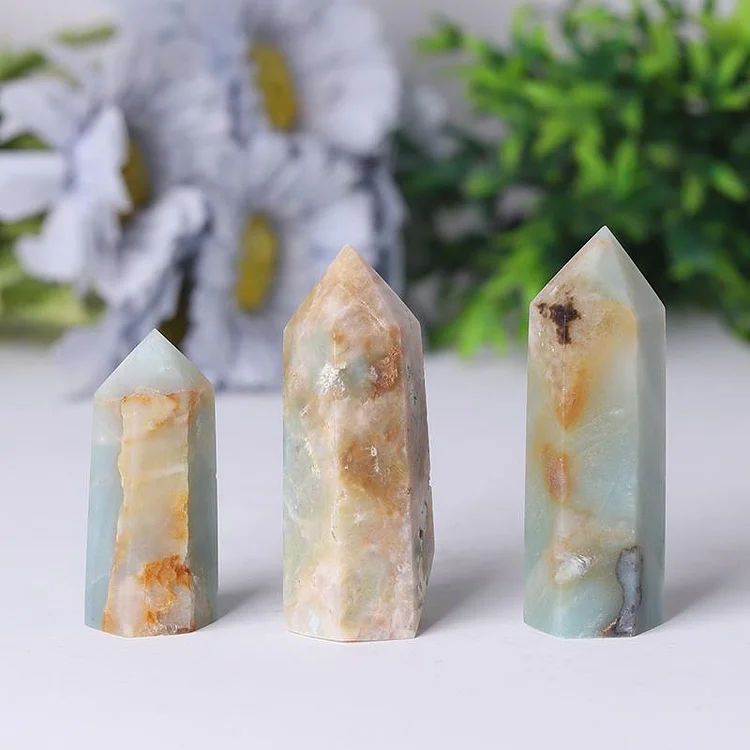 Natural Caribbean Calcite Points Meditation Sky Blue Crystal Towers Points Bulk