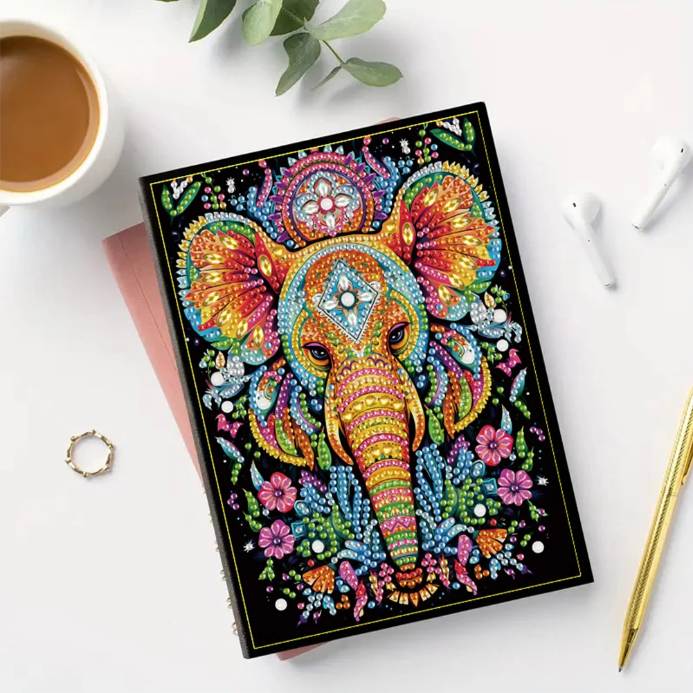 5D DIY Elephant Diamond Painting Notebook DIY Diamond Art Dairy Book Kits【No Strip】