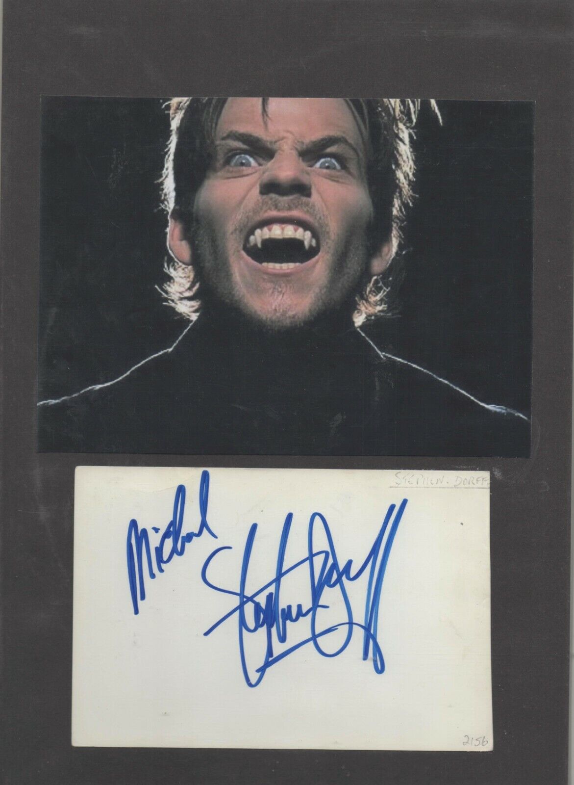 HORROR - BLADE - STEPHEN DORFF personally signed album card + pic display