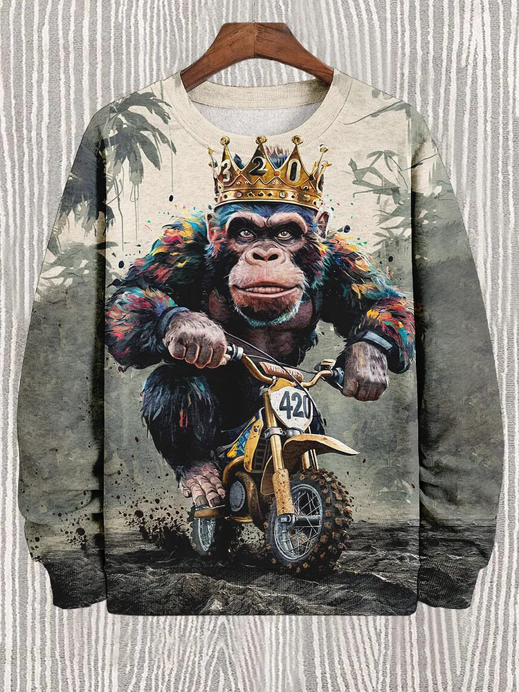 Men's Jungle Monkey King Motorcycle Art Print Casual Sweatshirt