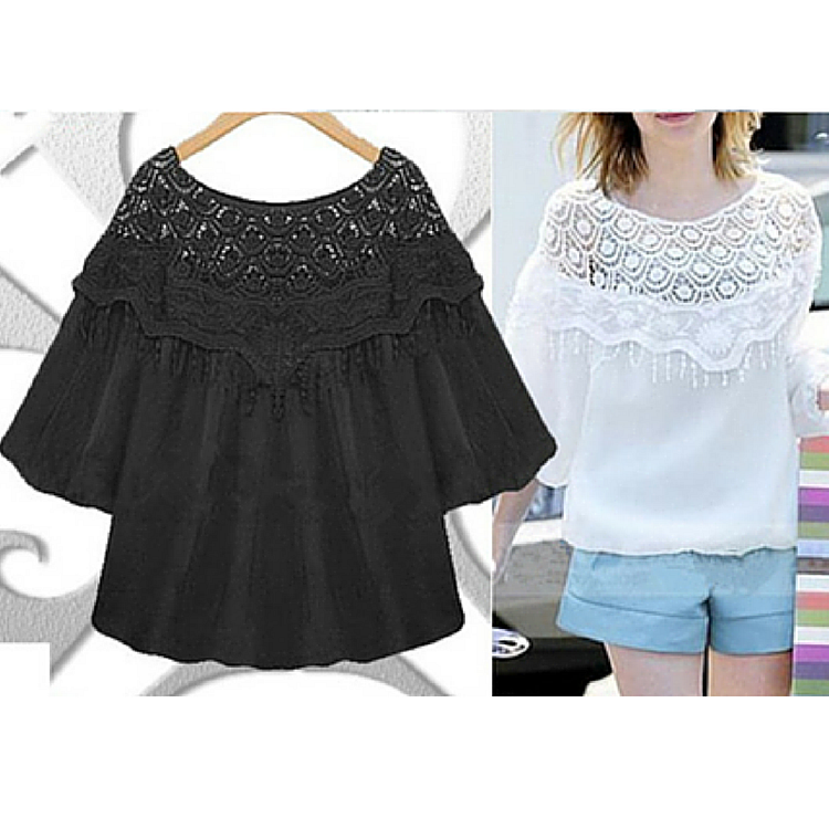 Black/White Lace Casual Shirt SP165445