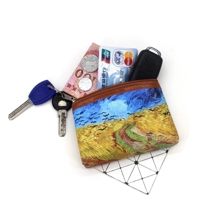 Women’s Oil Painting Pu Leather Zipper Coin Purses